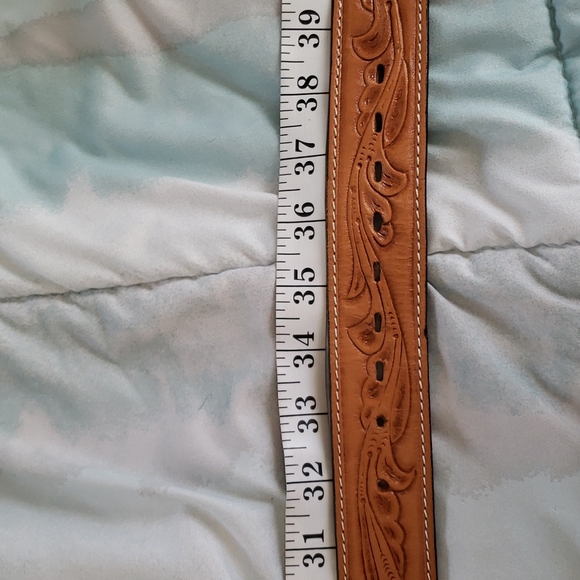 Tooled Western Leather Belt Size 36 - Picture 8 of 13